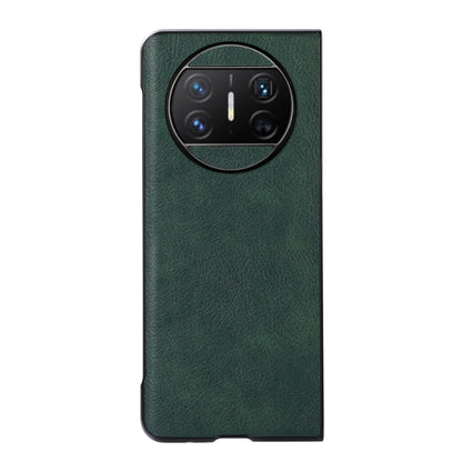 Green litchi-texture PU phone case with camera cutout, back view