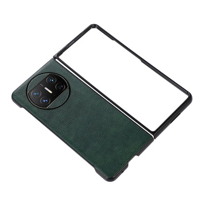 Green litchi-texture PU phone case with camera cutout, cover raised