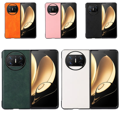 Two-color litchi-texture PU phone cases shown in green, orange, pink, black, and white