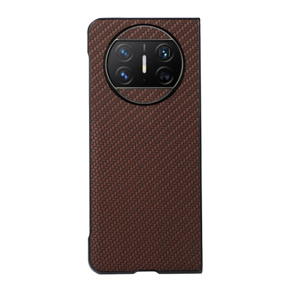 Brown carbon fiber phone case with camera cutout, rear view for Huawei Mate X3