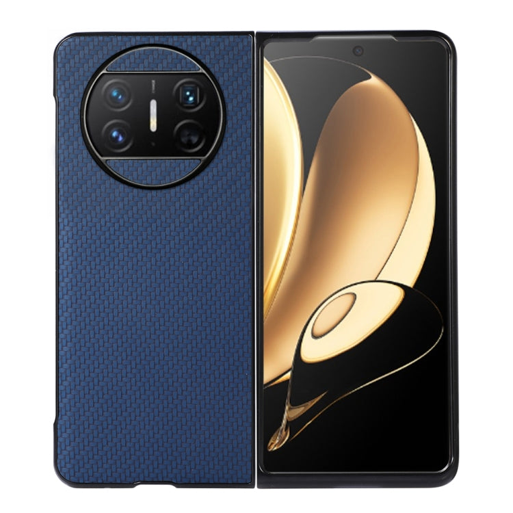 Blue carbon fiber phone case with camera cutout for Huawei Mate X3