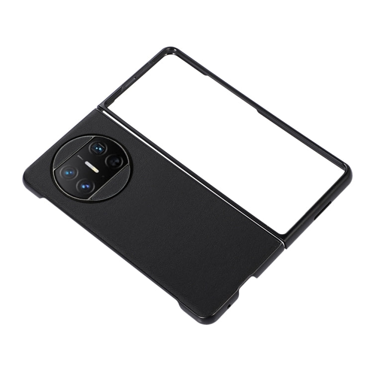 Black lambskin leather phone case with camera cutout and open screen window.