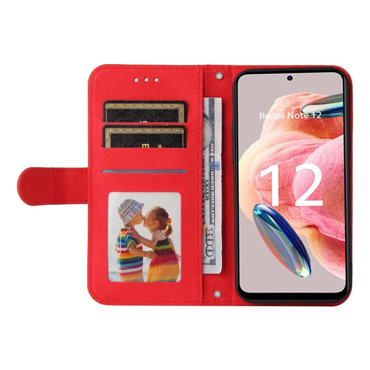 Red leather wallet phone case with card slots and photo ID pocket