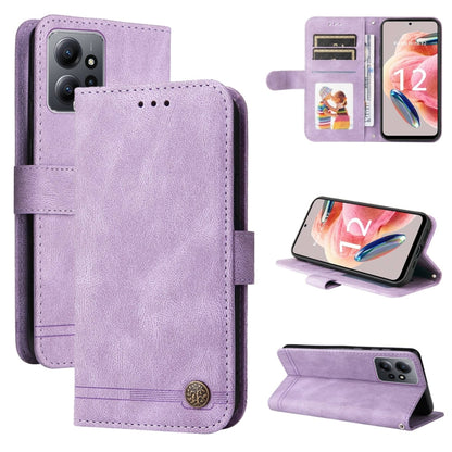 Purple leather folio phone case with metal button, card slots and flip stand