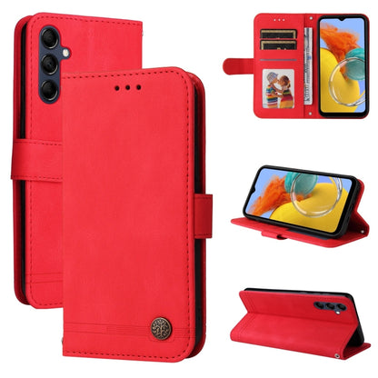 Red leather folio phone case with metal button and card holder