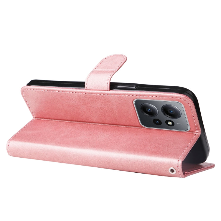 Rose gold leather folio phone case with magnetic strap and side zipper pocket