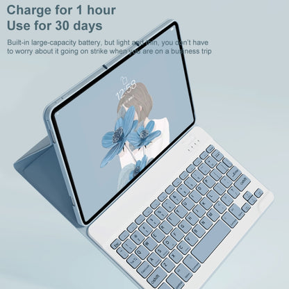 Blue leather tablet case with detachable square Bluetooth keyboard and back stand