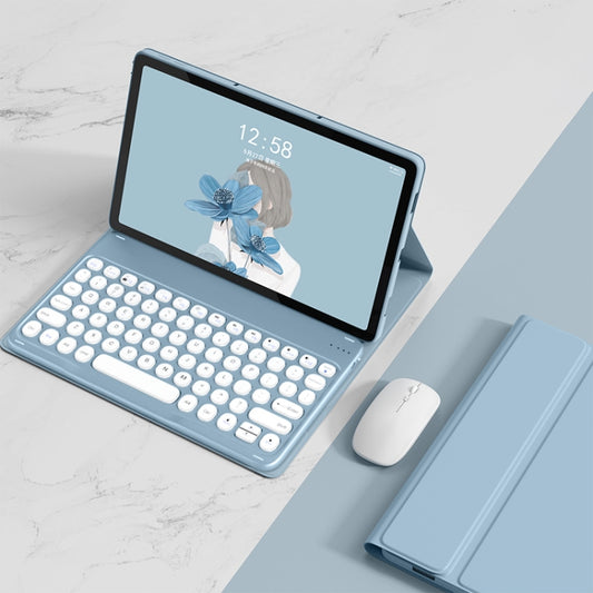 Blue detachable Bluetooth keyboard tablet case with stand and matching mouse