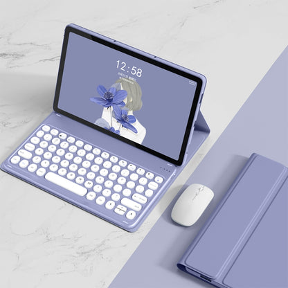 YM-LX106 Round Key Detachable Bluetooth Tablet Keyboard Leather Case with Mouse, YM-LX106 with Mouse