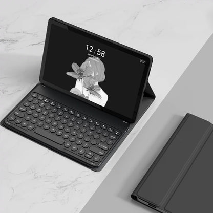 Black detachable Bluetooth keyboard leather case with tablet stand and round keys