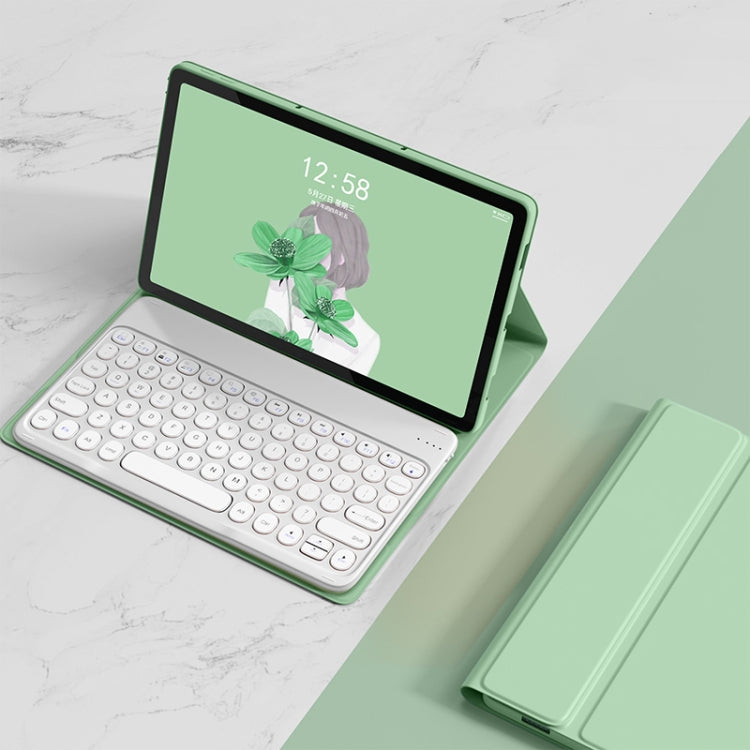 Matcha green detachable Bluetooth keyboard leather case with tablet stand and round keys
