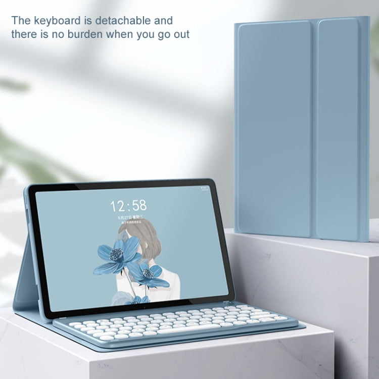 Blue detachable Bluetooth keyboard leather case with front kickstand and tablet