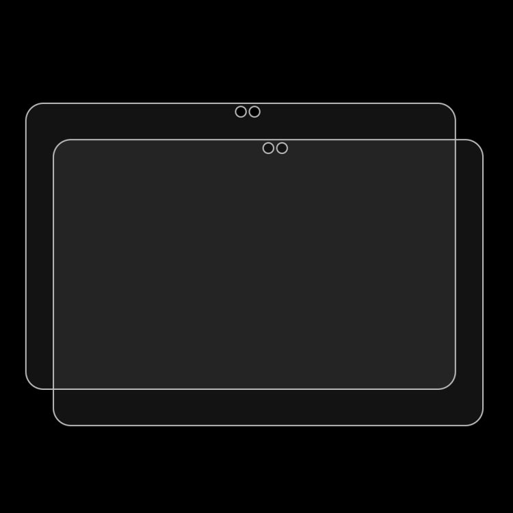 Clear tempered glass screen protectors for tablet, showing two layered fits