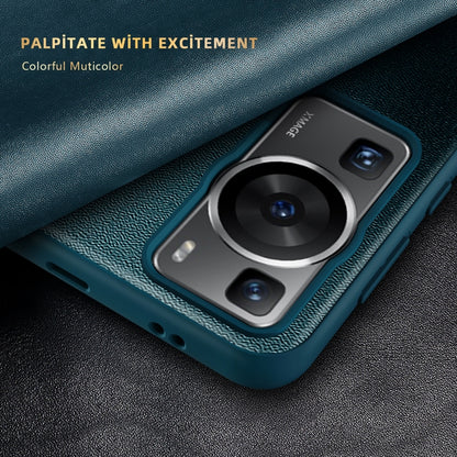 Teal shockproof phone case with leather-texture grip and camera lens cutout