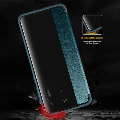 Teal shockproof phone case with raised front lip and camera cutouts