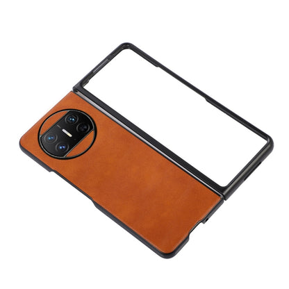 Brown cowhide-texture PU phone case with camera ring and front screen opening