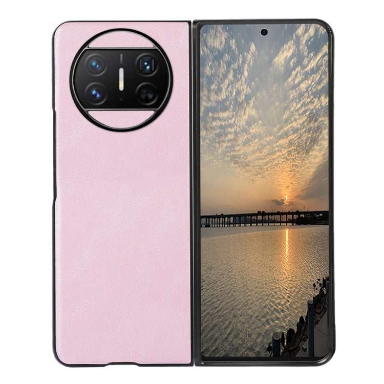 Pink cowhide-texture PU phone case with camera cutout