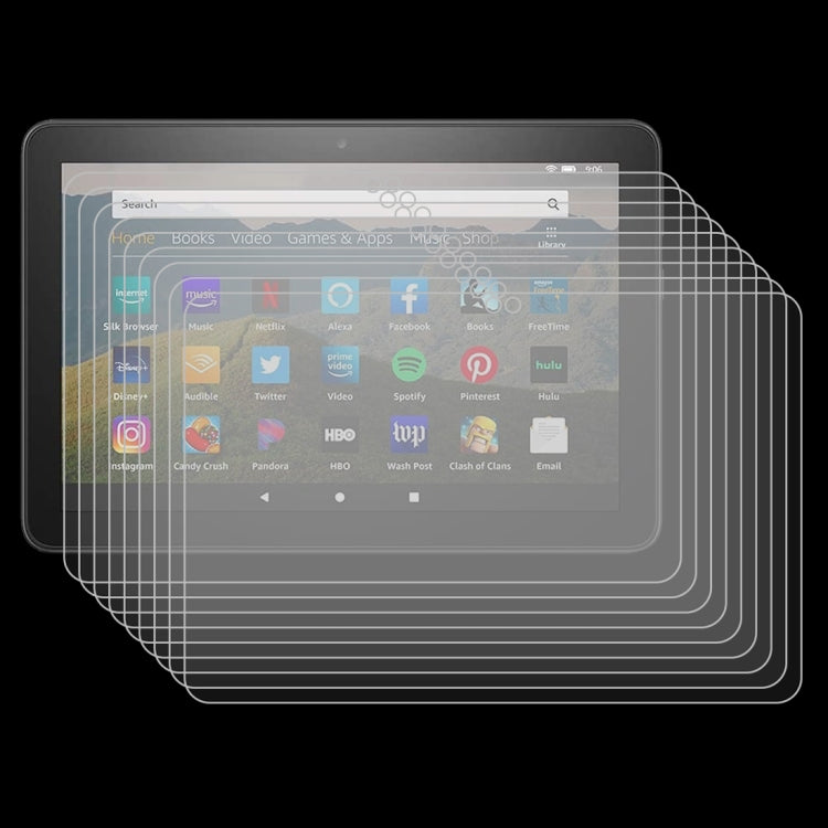 25-pack tempered glass screen protector films with layered glass outlines over tablet