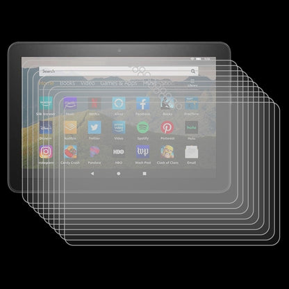 25-pack tempered glass screen protector films with layered glass outlines over tablet