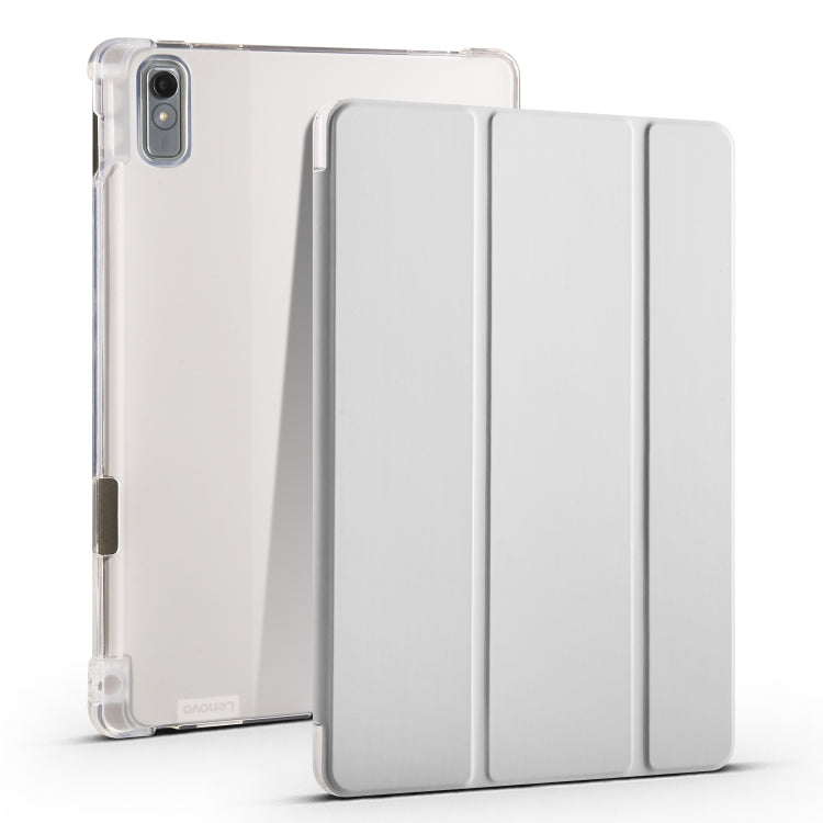 3-fold clear TPU tablet case with foldable stand, light/white color