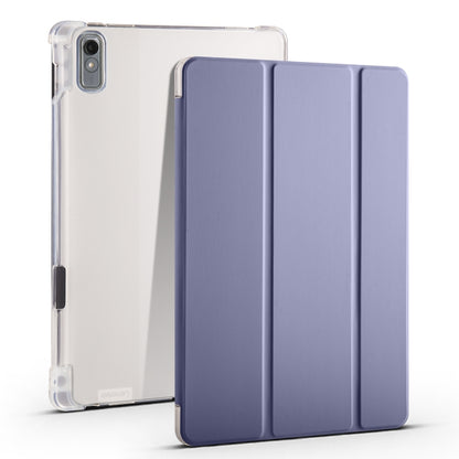 3-fold clear TPU tablet case with foldable stand, ice blue/purple color