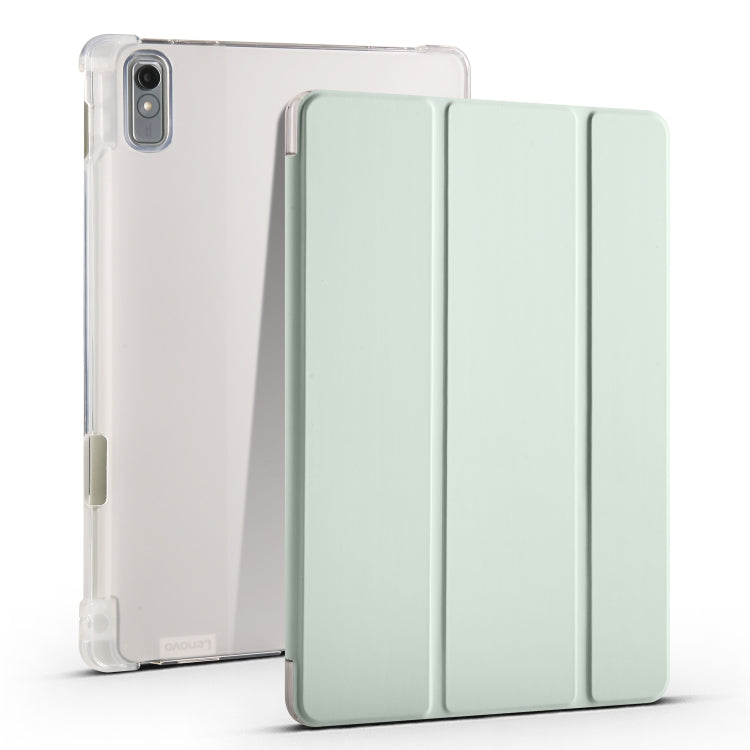 3-fold clear TPU tablet case with foldable stand, light green color
