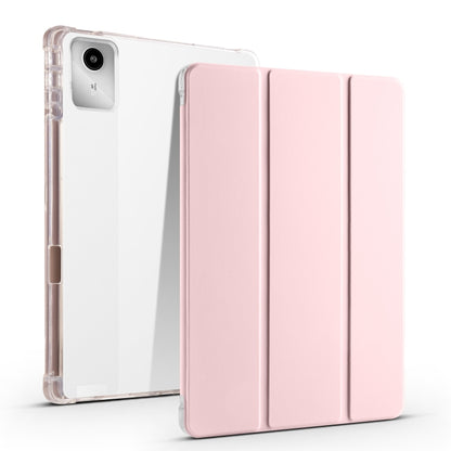 Tablet case with 3-fold pink cover and clear TPU back for tablet protection