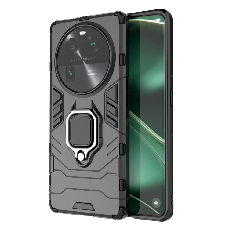Phone case with magnetic ring holder, black rugged protective cover for phone
