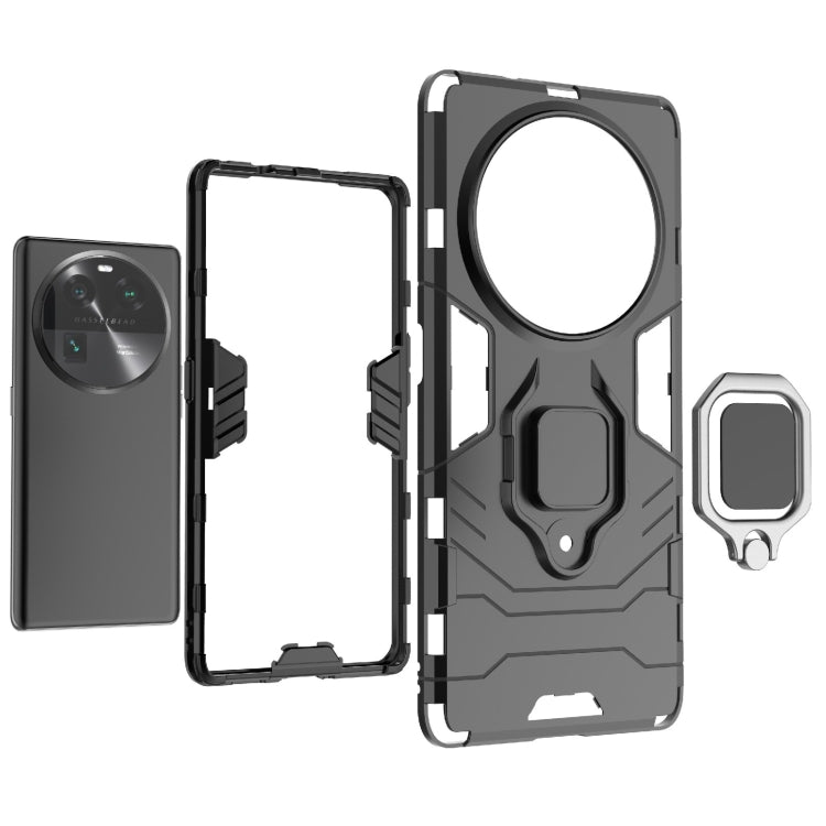 Phone case with magnetic ring holder, black rugged case with circular grip mount