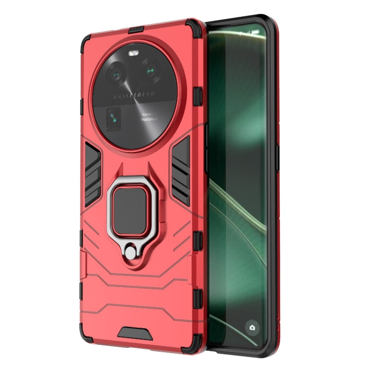 Phone case with magnetic ring holder, red rugged protective cover with grip ring