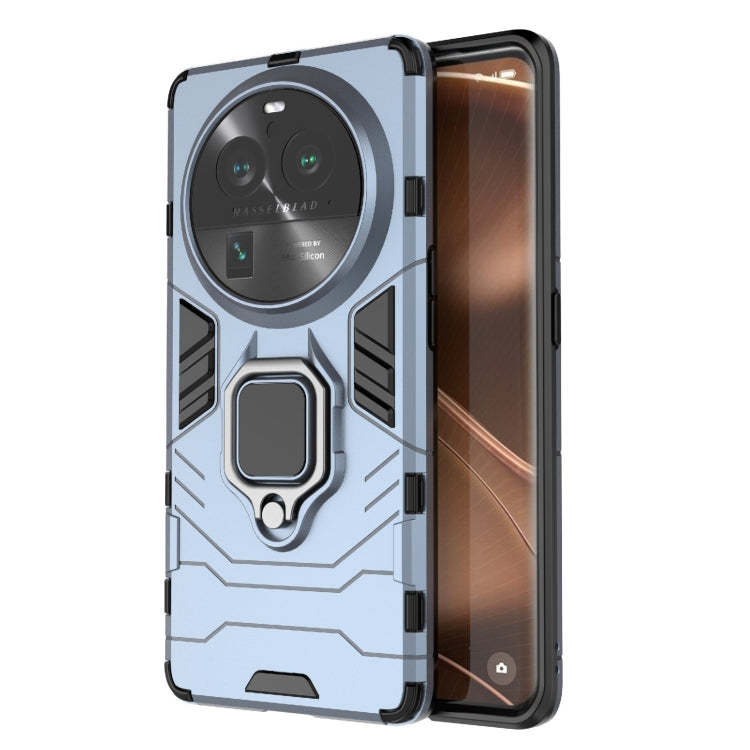 Phone case with magnetic ring holder, light navy rugged protective cover with grip ring
