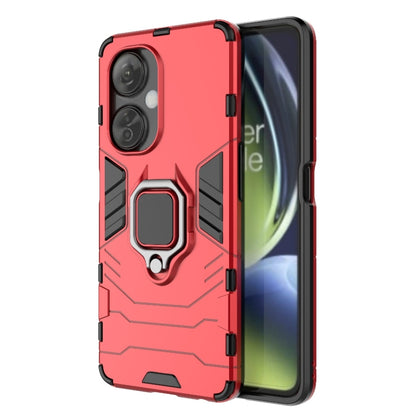 Rugged red phone case with magnetic ring holder, PC + TPU protection with side grip