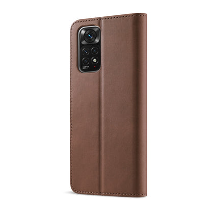 Brown flip leather phone case with top camera area cutout