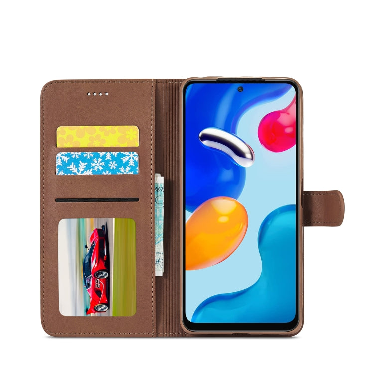 Brown folio flip phone case with card slots and viewing window