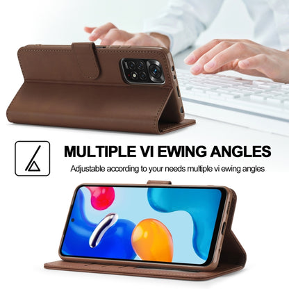 Brown folio flip phone case standing upright for viewing angles
