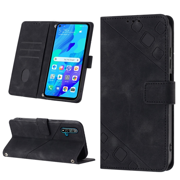Black embossed leather-style wallet flip phone case with card slot and kickstand