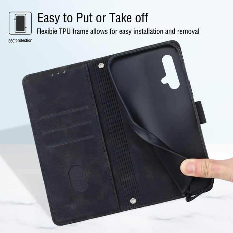Black leather-style wallet flip phone case with stand and secure foldaway cover