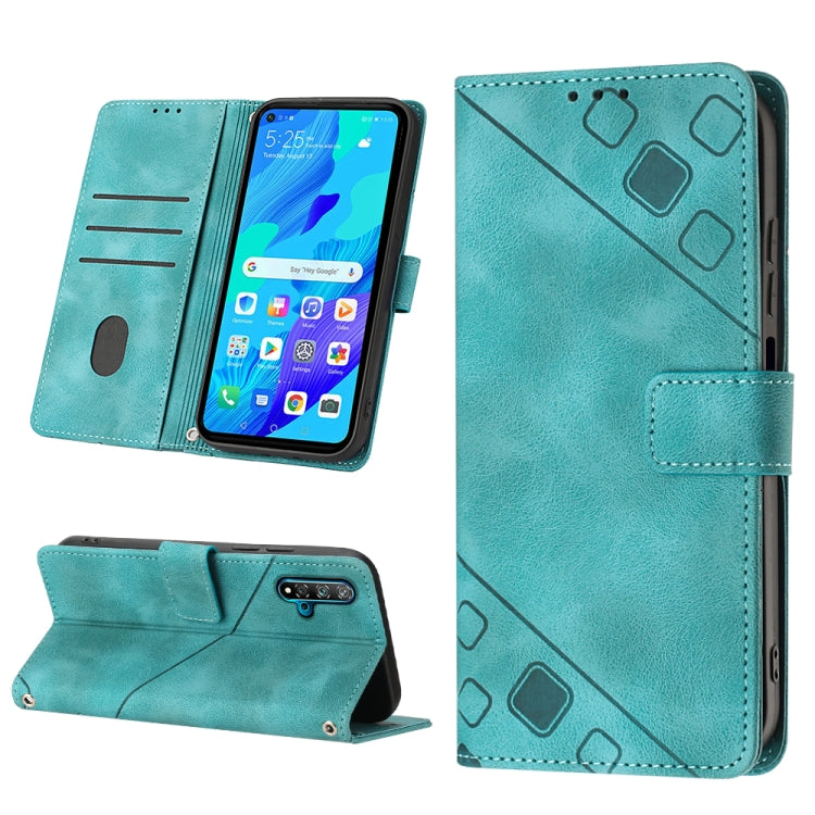 Turquoise embossed leather phone case with flip wallet cover and side cutouts