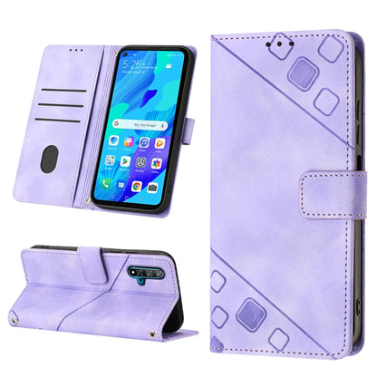 Light purple embossed leather phone case with flip wallet cover and front stand
