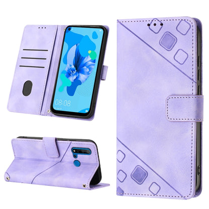 Lavender embossed leather phone case with flip wallet cover and front kickstand