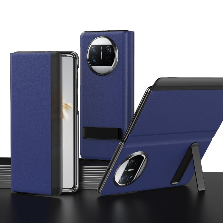 Royal blue leather all-inclusive phone case for Huawei Mate X3 with built-in holder