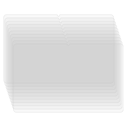 Set of clear tempered glass screen protectors, 25-pack, stacked layers