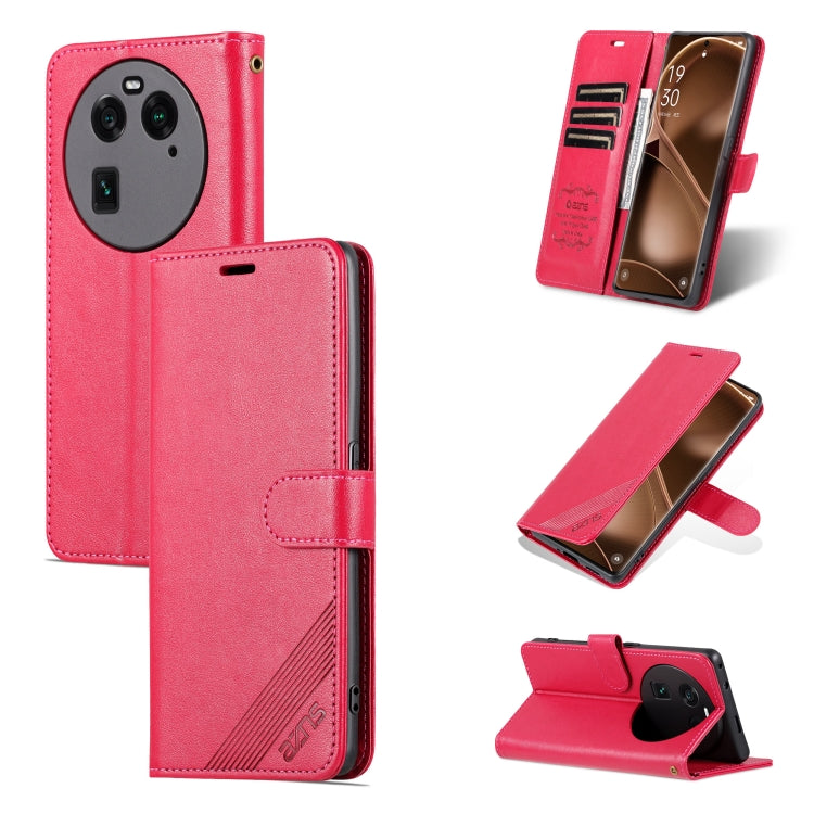 Red leather flip phone case with textured finish, front flap and card-slot panel.