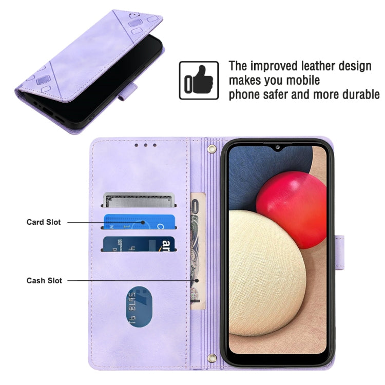 Light purple leather-style phone case with card slot and cash slot on inner panel