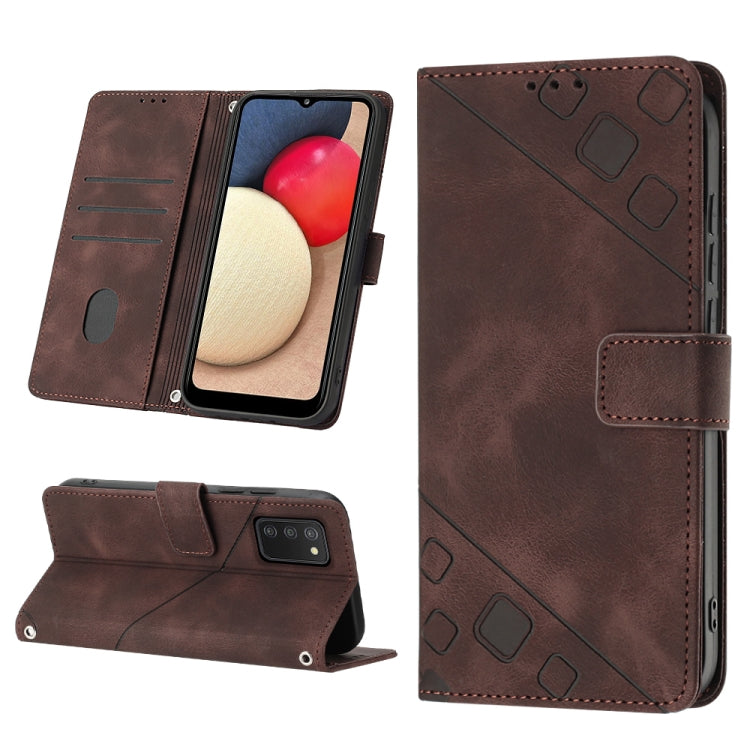 Brown embossed leather-style folio phone case with card slots and side buckle