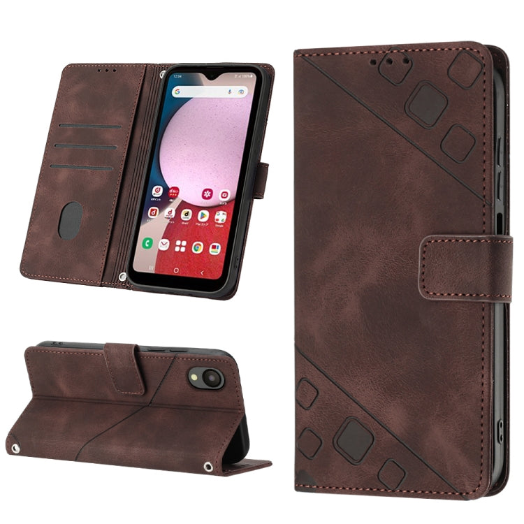 Brown embossed leather folio phone case with card slot and kickstand