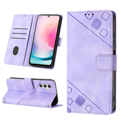 Light purple embossed leather folio phone case with card slot and stand