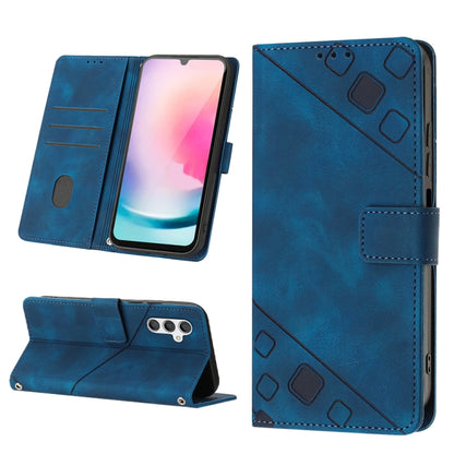 Dark blue embossed leather folio phone case with card slot and viewing stand