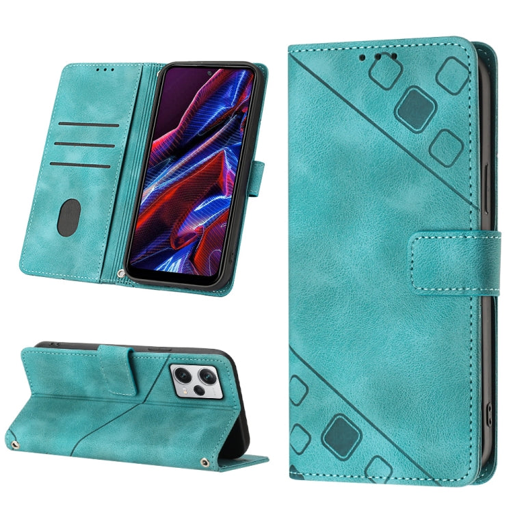 Teal embossed leather-style flip phone case with stand wallet and camera cutout