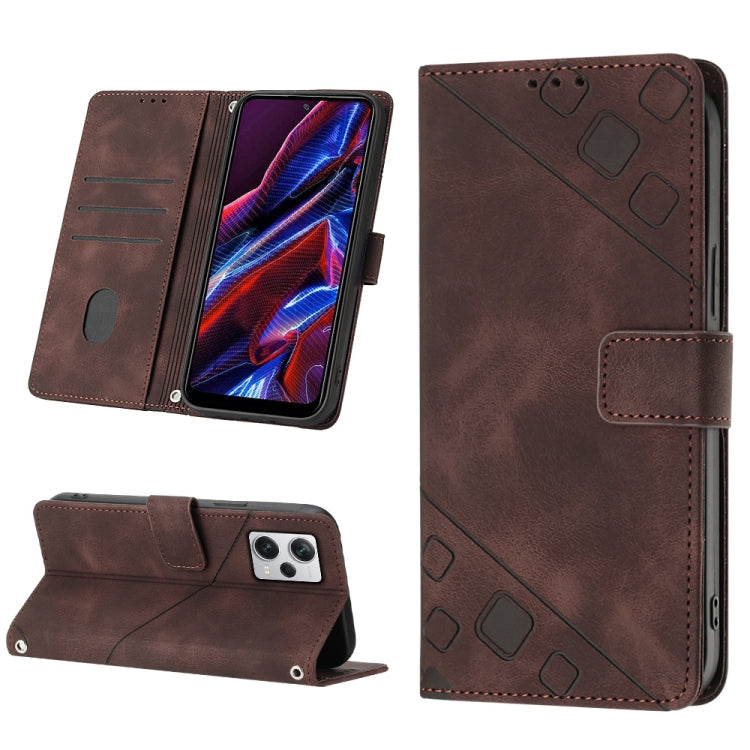 Brown embossed leather-style flip phone case with stand wallet and camera opening